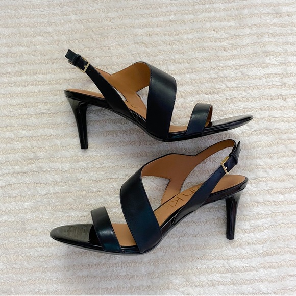 NWT Calvin Klein Lancy Nappa black heeled dress sandals - Picture 14 of 14